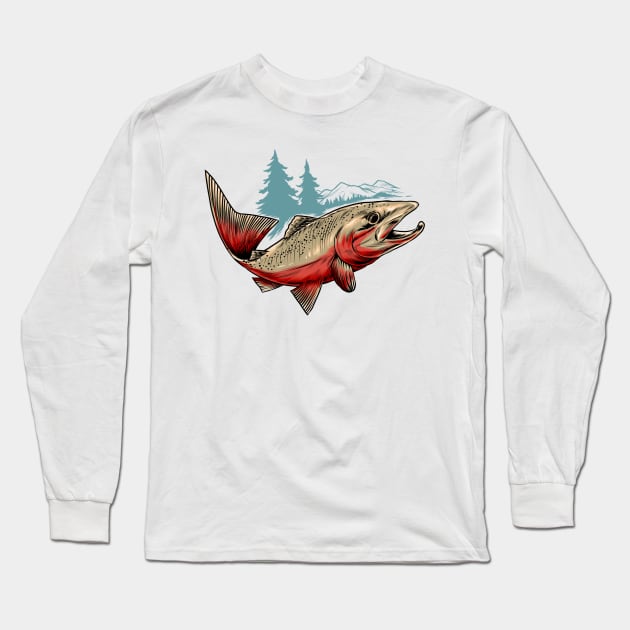 Salmon Long Sleeve T-Shirt by JMLAstudio